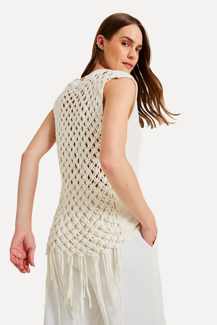 REGATA BEGE REVERSA MALHA MACRAME