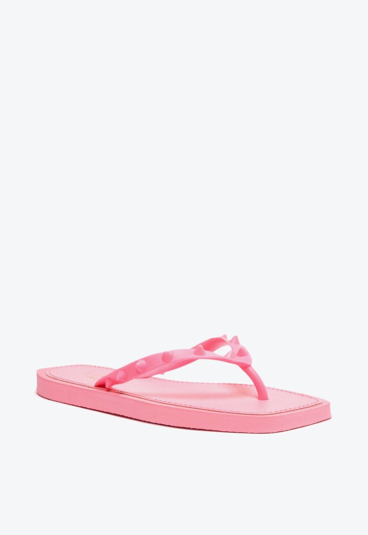 Chinelo De Dedo Rosa Brizza Bico Quadrado Rock