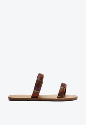Rasteira Marrom E Multicolor Anacapri Duas Tiras Brilho