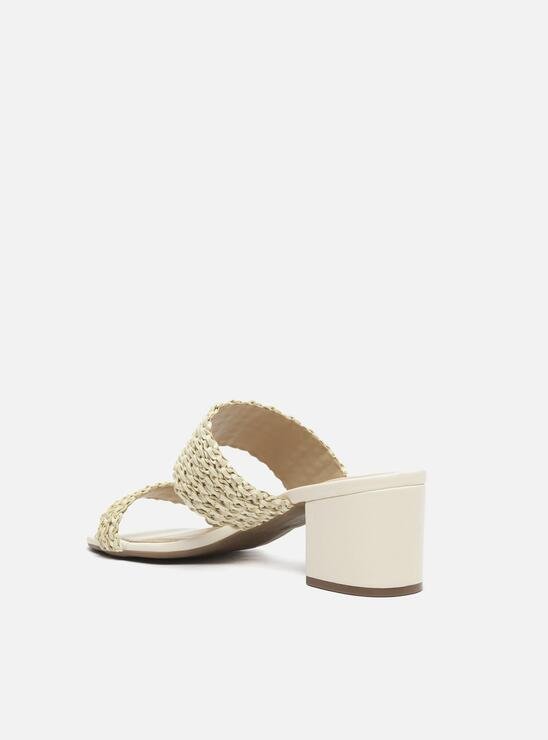 SANDÁLIA OFF-WHITE AREZZO TRESSÊ SALTO MÉDIO BLOCO