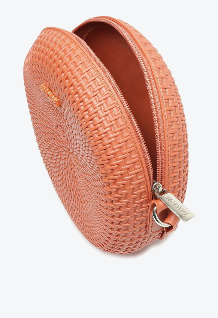 Crossbody Laranja Anacapri Redonda Texturizada