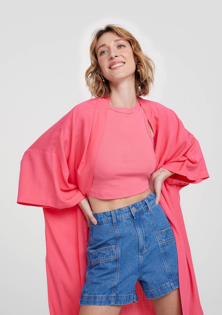 Kimono Coral Hering Feminino Alongado | ZZ MALL