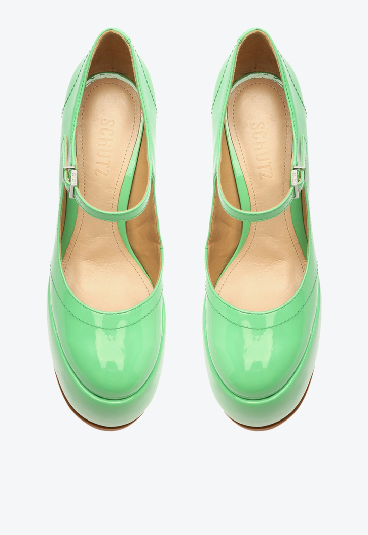 Sapato Scarpin Meia Pata Verde Schutz Zayne Verniz | ZZ MALL