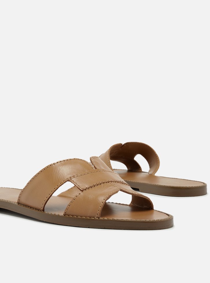 Chinelo Bronze Arezzo Couro H Melado
