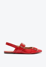 Sapatilha Vermelha Anacapri Slingback Tiras Fivela Verniz
