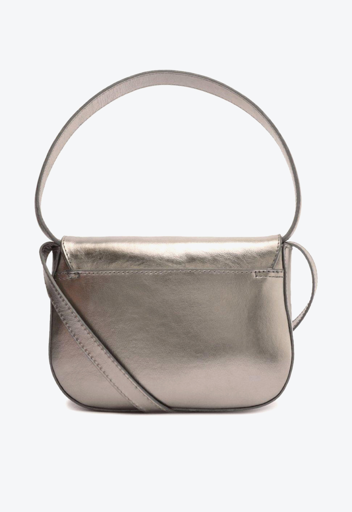 Bolsa Prateada Arezzo Tiracolo Couro Ashley Média