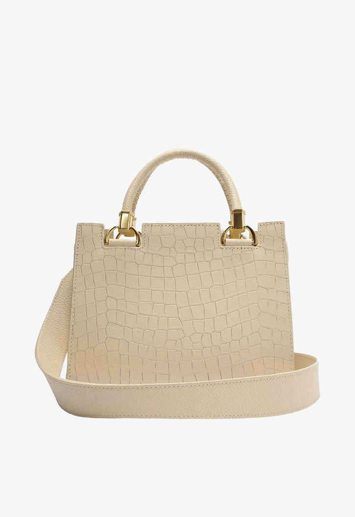Bolsa Tote Off-White Arezzo Couro Croco Abbraccio Média