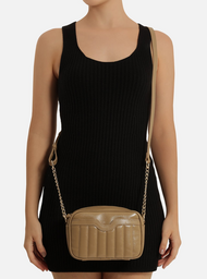 Bolsa Tiracolo Cinza Couro Francine Pequena