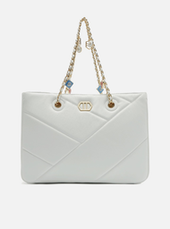 Bolsa Shopping Branca Arezzo Couro Grande Pingentes