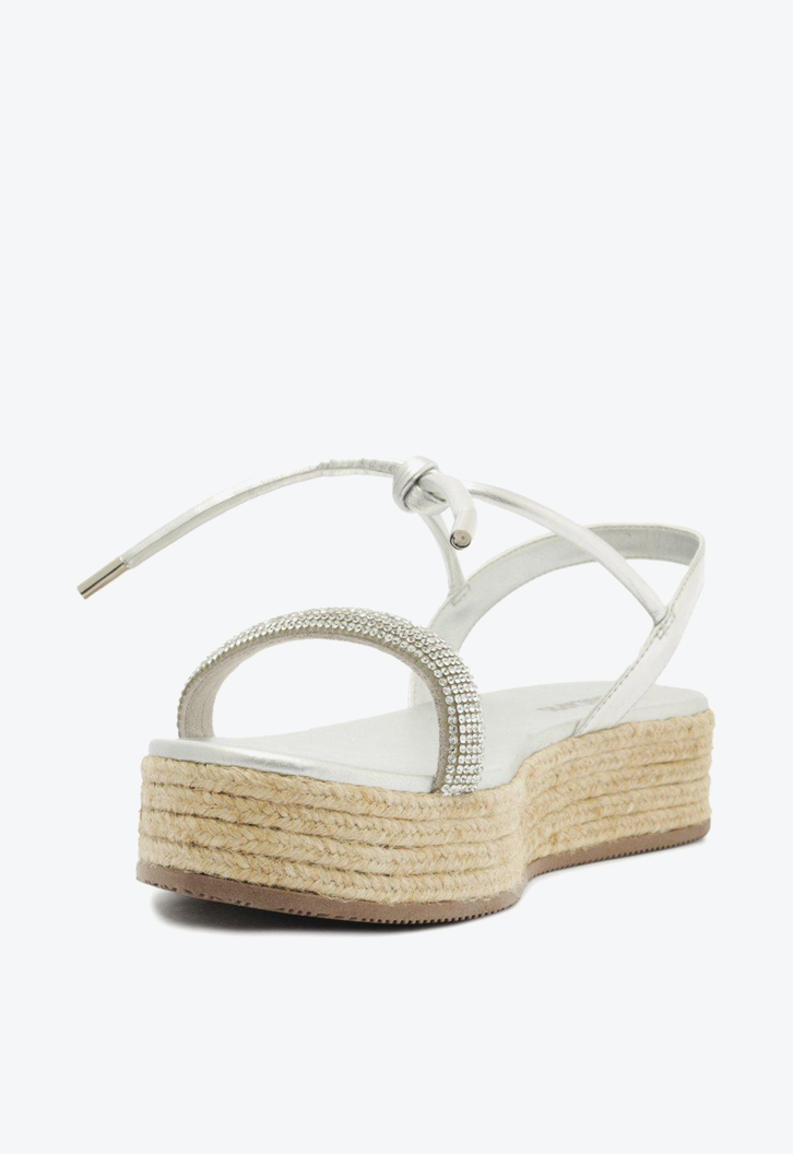 Sandália Flatform Prata Anacapri Tira Brilhosa Solado Palha