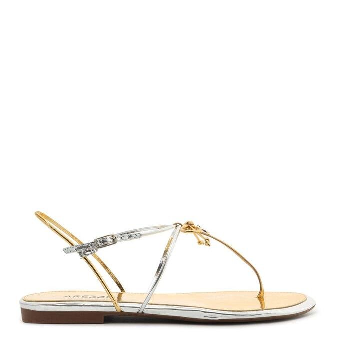 sandalia rasteira dourada arezzo