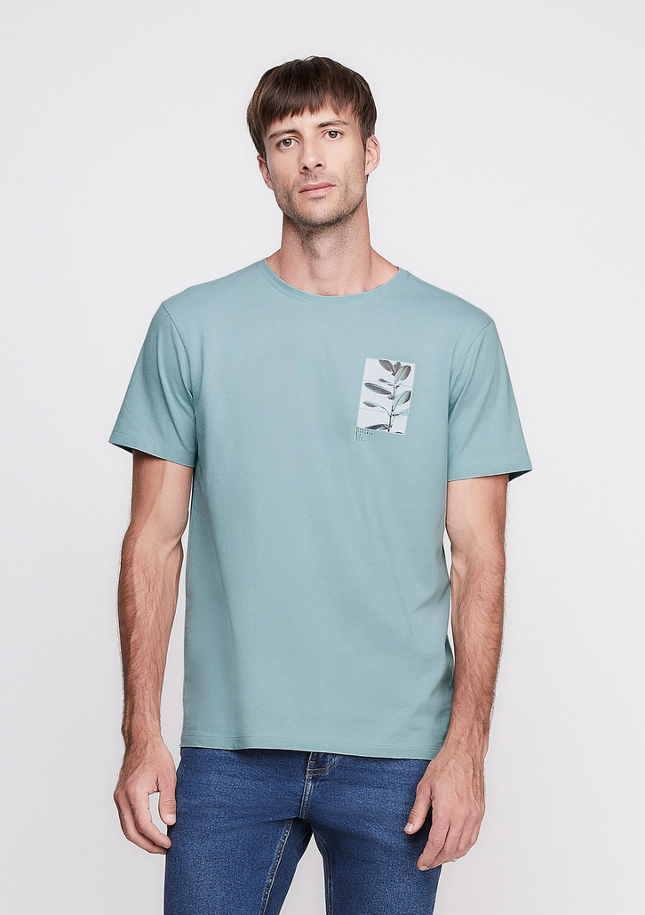Camiseta Azul Bebê Dzarm Em Malha Ecológica Estampada