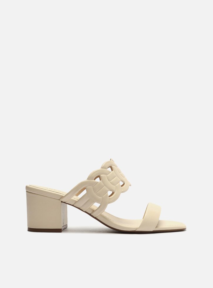 SANDÁLIA OFF-WHITE AREZZO SALTO BLOCO ENTRELAÇADA