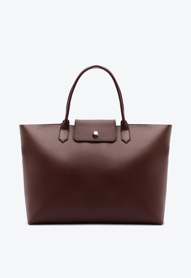 Bolsa Shopping Grande Botão Marrom