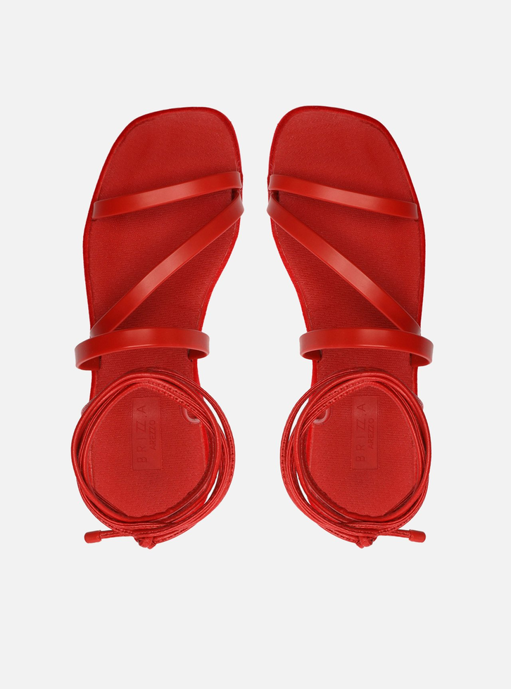 Sandália Vermelha Flatform Amarração Brizza