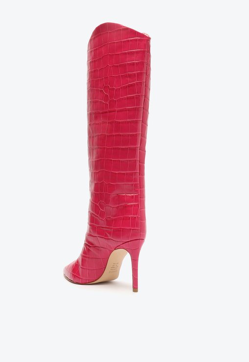 BOTA PINK SCHUTZ MARYANA COURO CROCO