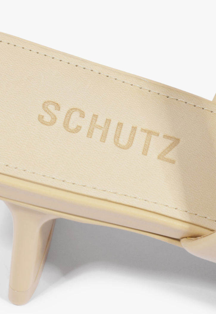 Sandália Mule Glam Couro Amarelo
