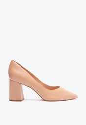 Scarpin Nude Arezzo Couro Bico Fino Básico City