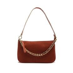 Crossbody Anacapri Marrom Baguete Acamurçada Corrente