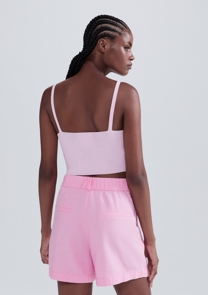 Shorts Rosa Claro Hering De Alfaiataria Em Linho