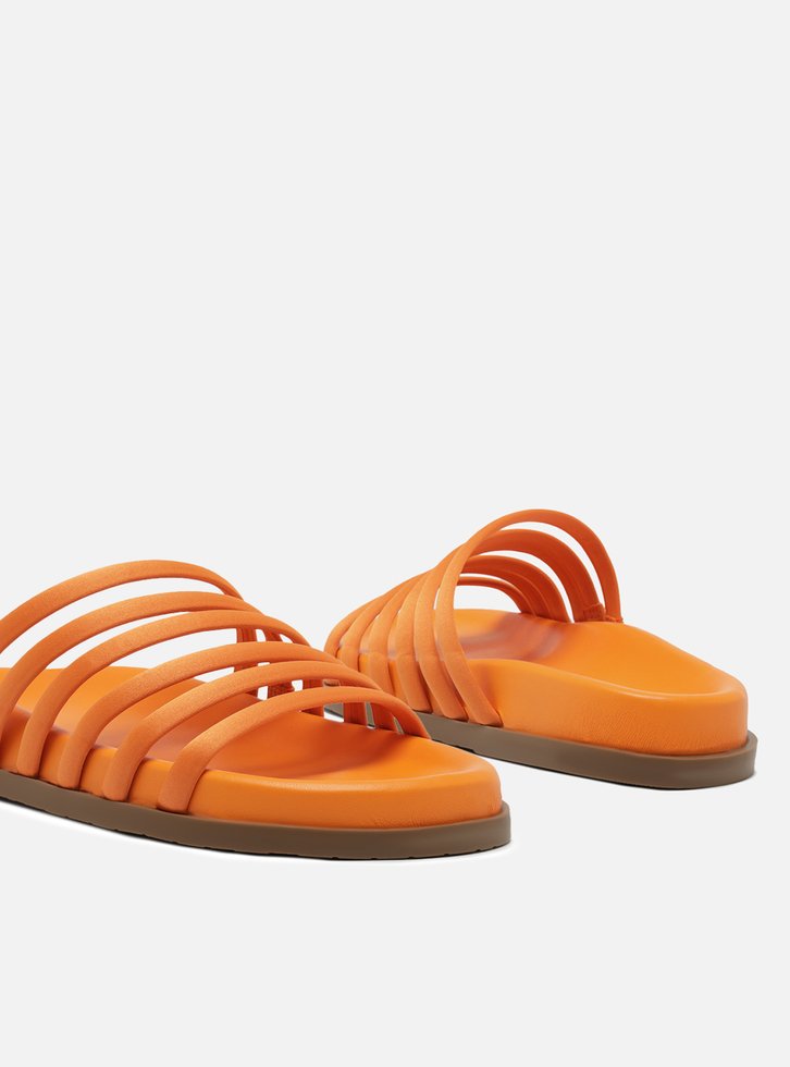 Slide Laranja Bico Redondo Tiras Bombadas
