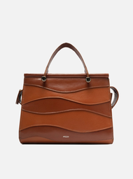 Bolsa Tote Marrom Arezzo Couro Fontana Média Recortes