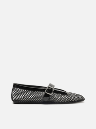Sapatilha Preta Arezzo Boneca Tela Fivela