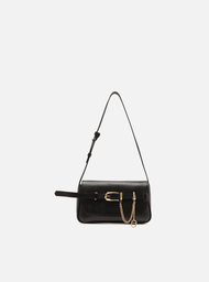 Bolsa Tiracolo Preta Arezzo Couro Pequena Tira Fivela