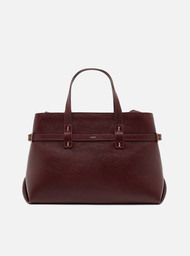 Bolsa Tote Vermelha Couro Grande Fivelas