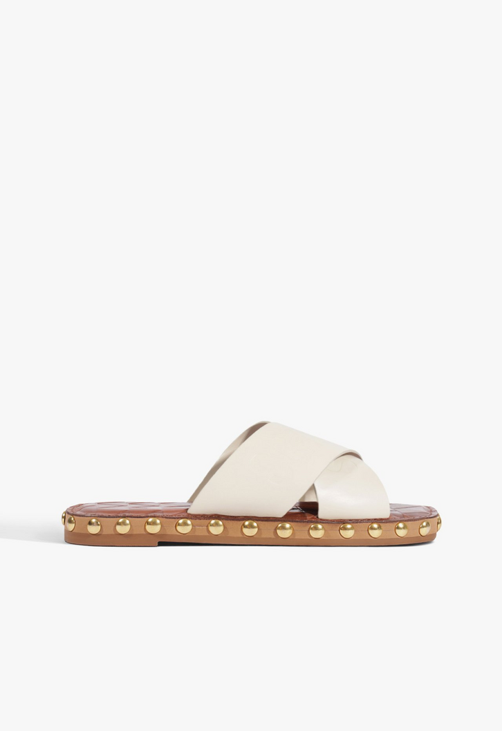 Sandália Schutz Tiras Studs Couro Branca