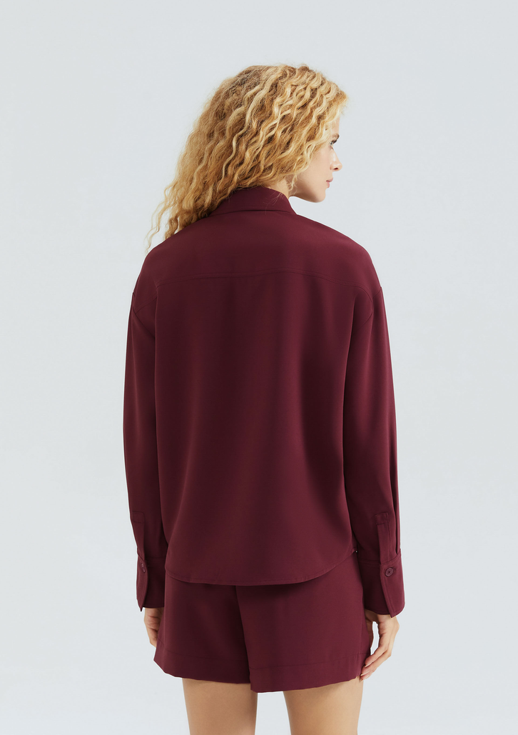 Camisa Vinho Hering Manga Longa Em Crepe