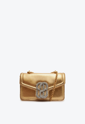Bolsa Dourada Schutz Transversal Pequena Couro S