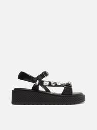 Papete Flatform Preta Arezzo Pedrarias