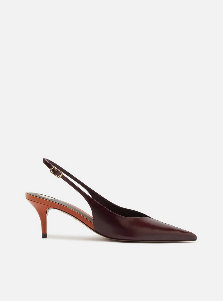 Scarpin Vermelho Couro Bico Fino