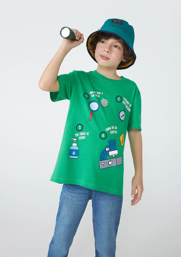 Camiseta Verde Hering Kids Infantil Unissex Com Apliques DPA