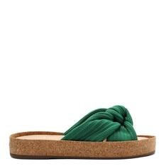 Rasteira Arezzo Verde Knit Flatform Isis