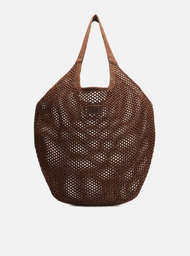 Bolsa Shopping Marrom Crochê Mayra Grande