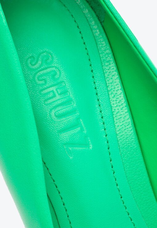 SAPATO SCARPIN VERDE SCHUTZ BERT SALTO MÉDIO ESCULPIDO COURO