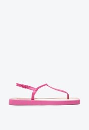 Sandália Rasteira Rosa Brizza Slim Square Palmilha