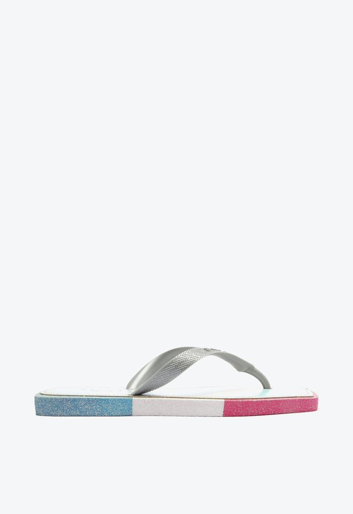 Chinelo De Dedo Prata Brizza Color Glitter Square