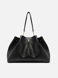 Bolsa Shopping Preta Arezzo Couro Grande Knot