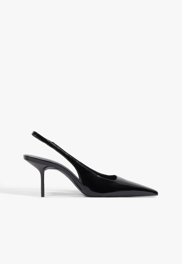 Scarpin Schutz Lucy Mid Couro Verniz Preto
