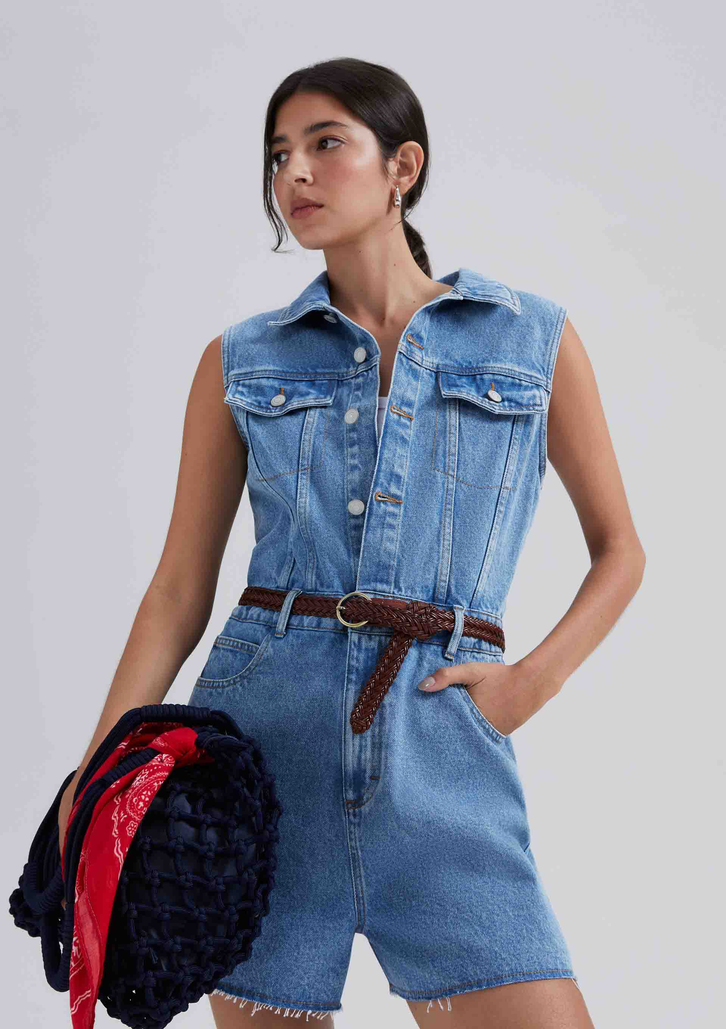 Macacão Jeans Azul Hering Feminino