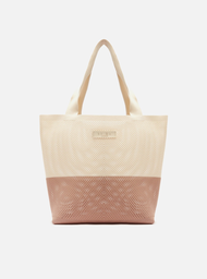 Bolsa Shopping Bege e Marrom Grande Crochê