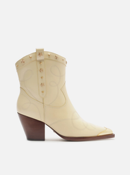 Bota Western Amarela Arezzo Couro Cano Curto Ponteira