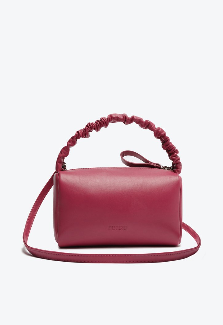 Bolsa Tiracolo Rosa Redonda Alça Franzida Pequena