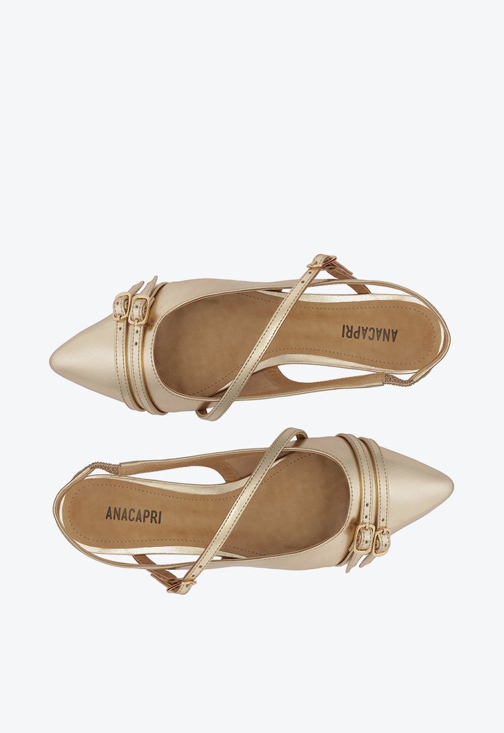 Sapatilha Slingback Fivela Dupla Dourada