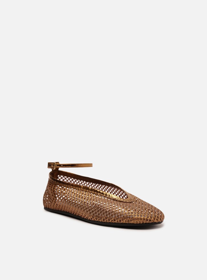 Sapatilha Bronze Tela Tira Ankle
