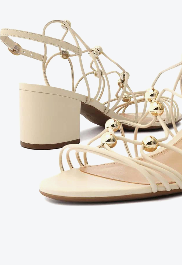 Sandália Off-White Arezzo Bloco Tiras Esferas
