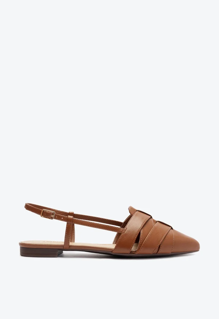 Sapatilha Slingback Trama Marrom